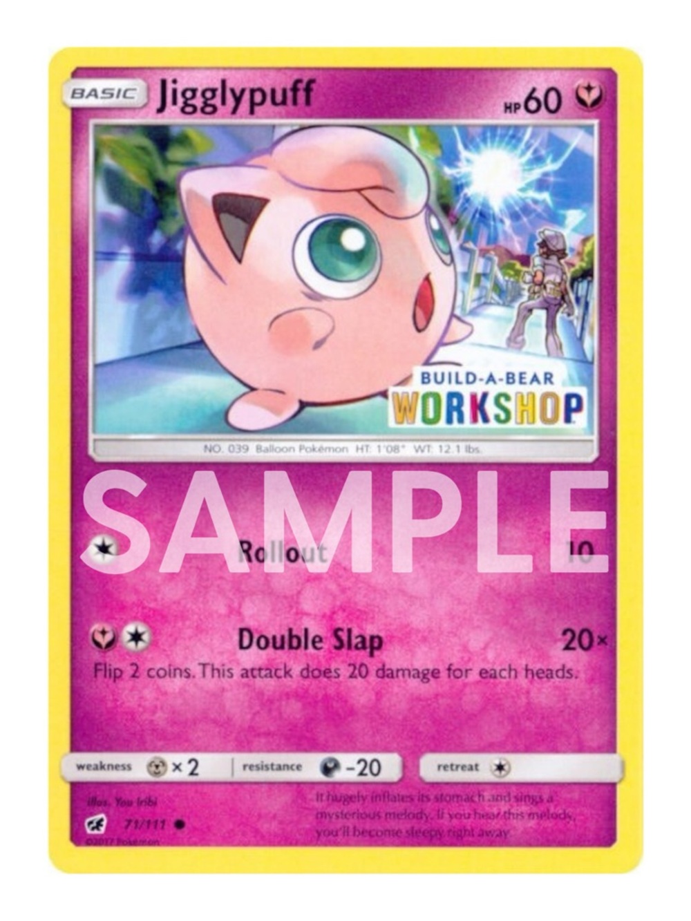 BUILD A BEAR POKEMON CARD JIGGLYPUFF PROMO TRADING 71/111 2017 SEALED